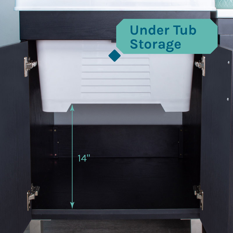 Ensemble de meuble-lavabo simple 25 po Hameda, Acier Inoxydable