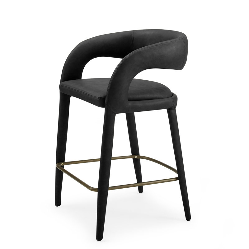 Tabouret de comptoir en cuir Freestyle, Noir, 29.5''
