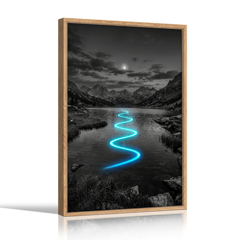 Blue River Canvas Wall Art Oil Painting Print Set Of 1, 36"H x 24"W, Natural