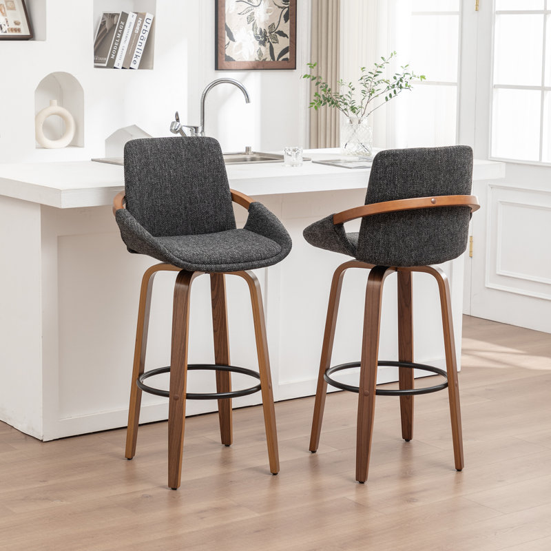 Tabouret de bar et de comptoir pivotant Carruth, Gris, Tabouret de comptoir (siège d'une hauteur de 25 p