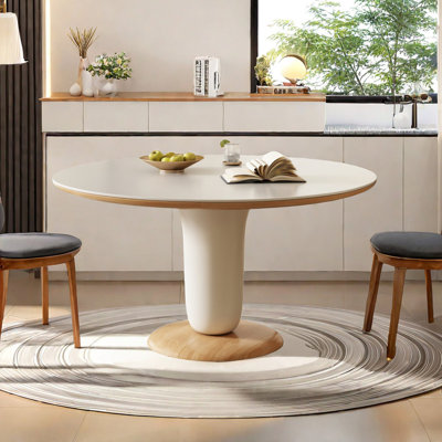Matte Rock Plate Round Dining Table