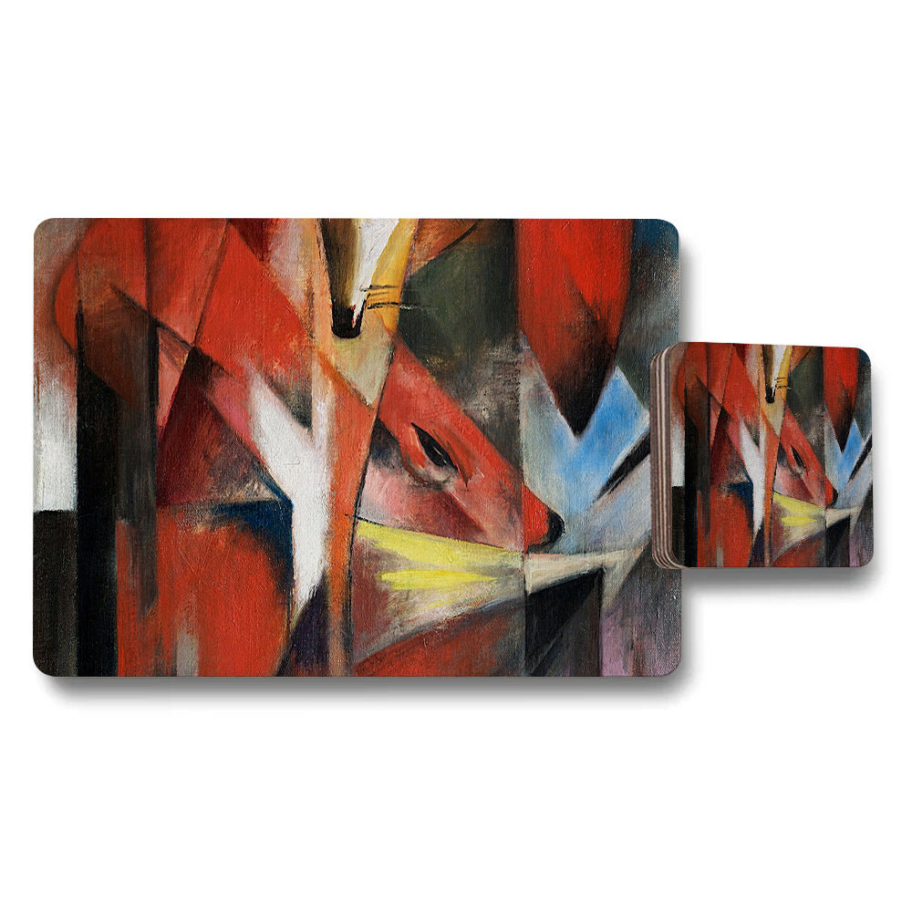 Abstract Geometric Placemat and Coaster Set for Modern Dining