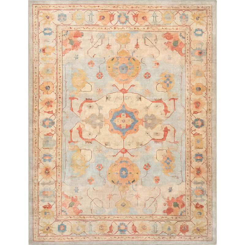 Tapis bleu pastel Bungalow Rose Adrith Pamukkale, Rectangle 9 pi 10 po x 13 pi