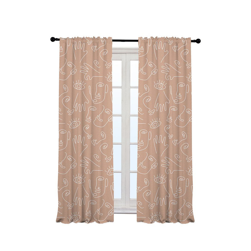 Bowlby Semi Sheer Curtain Pair, 140cm Width x 275cm Drop, Salmon