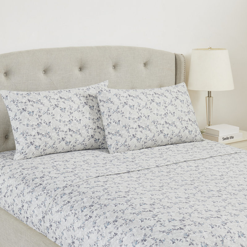 Kashmir Rose Blue Floral Microfiber Twin Sheet Set