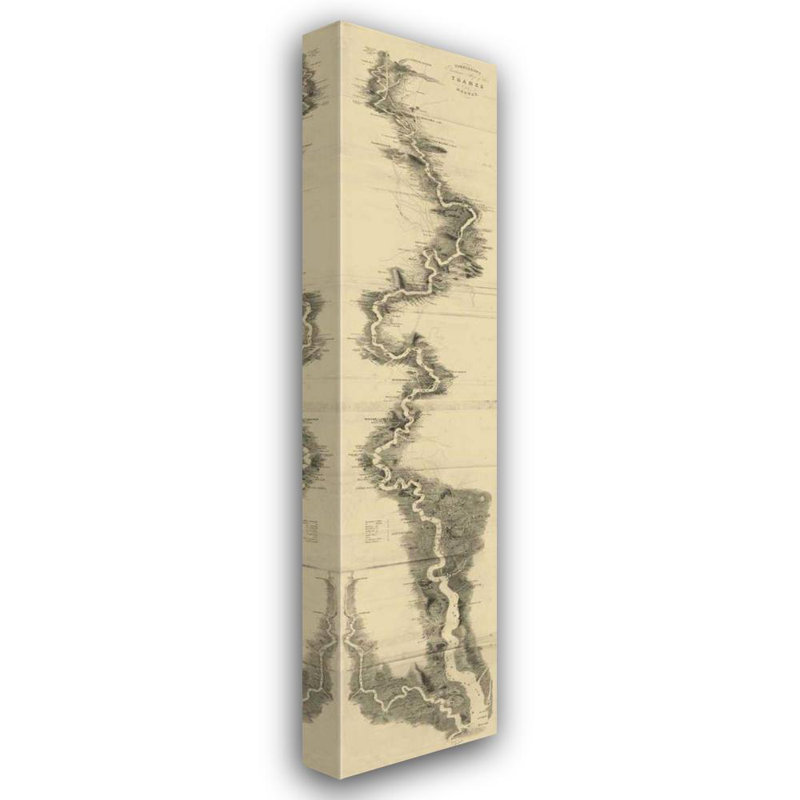 Art sur toile tendue avec galerie Astoria Grand Tombleson, carte panoramique de la Tamise, H 24 po x l 8 po