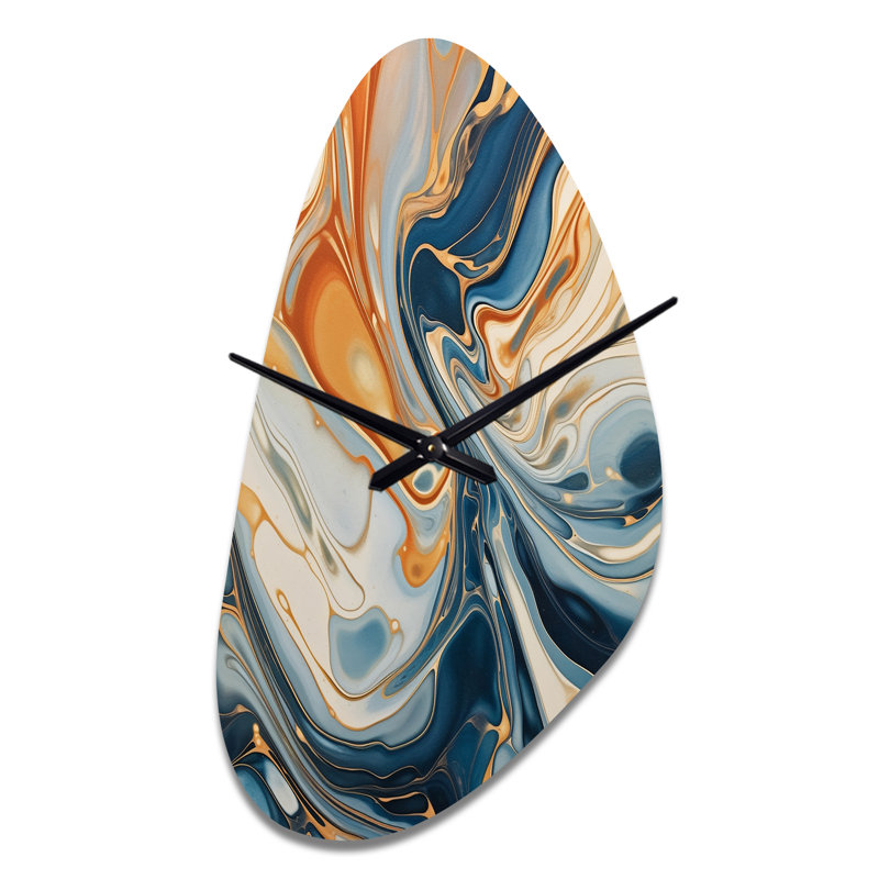 Horloge murale abstraite bleu sarcelle et turquoise, Grand