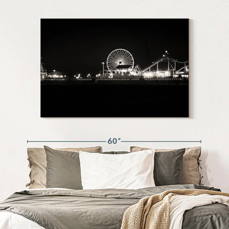 Jetée Kerner Santa Monica la nuit, H 34 po x l 51 po