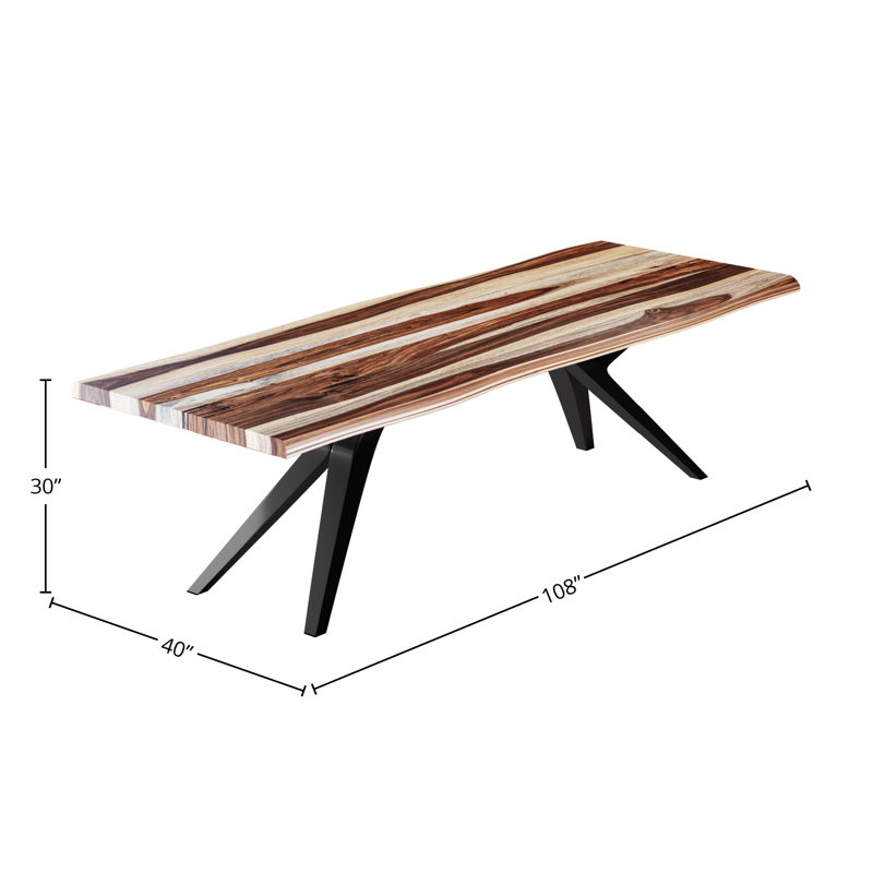 Table de salle à manger Geosvani, L 40 po x L 108 po, Brun / brun clair