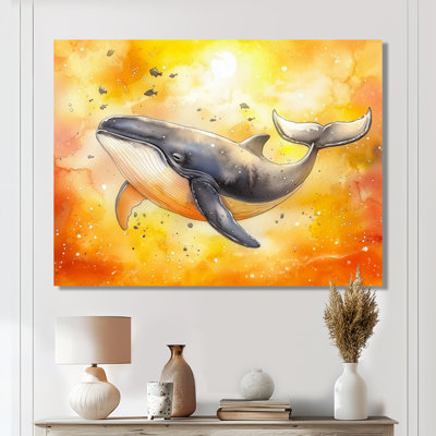 Reproduction d'art aquarelle baleine à bosse dans l'océan II - baleine