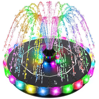 Bird Bath Solar-Powered LED Floating Pump Color-Changing Outdoor Water Feature With Lights Solar Bird Bath For Garden Pool Pond Decor