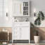 Meuble-lavabo 30 po avec lavabo en céramique, 2 tiroirs, armoire à miroir et lavabo de qualité à finition blanche-1231807374