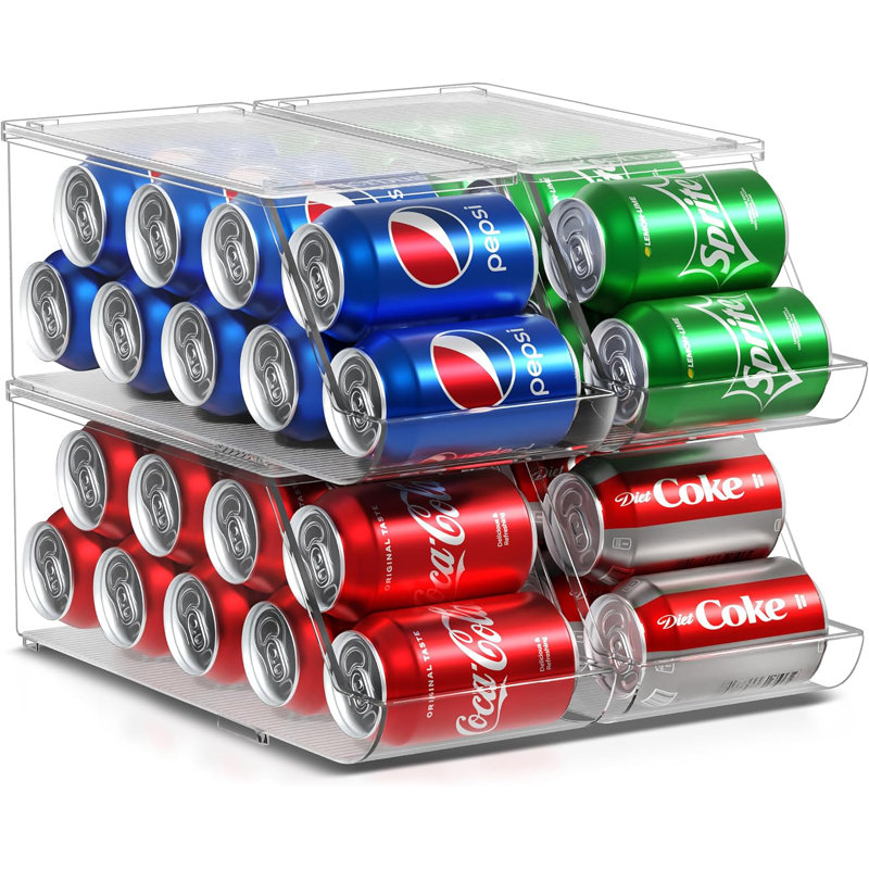  Clear Stackable 9-Can Organizer with Lid 4 Pack
