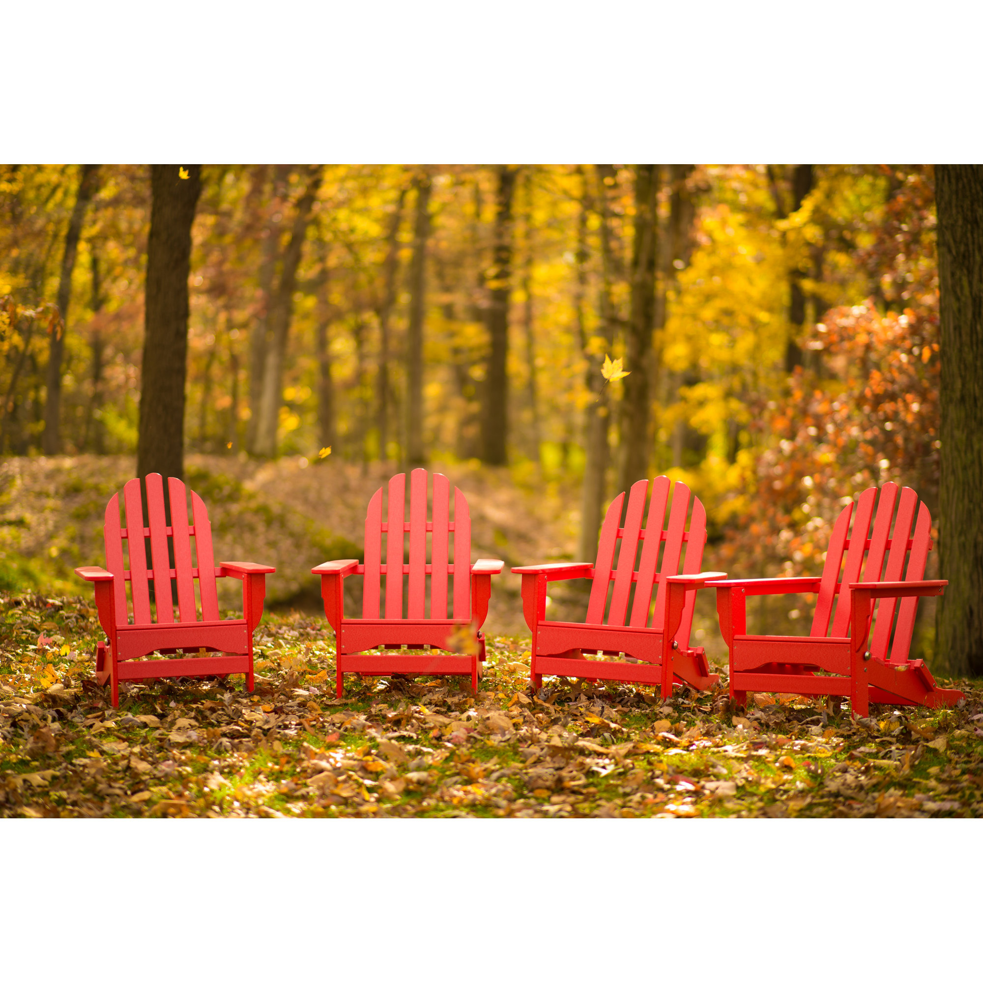 Leighton Foldable Outdoor Adirondack Set, Bright Red