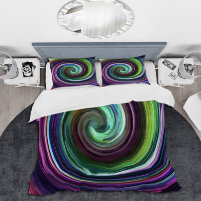 Mauve et bleu Spiral II - ensemble de housse de couette moderne - microfibre de polyester