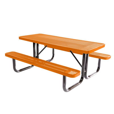 6Ft Rect Picnic Table, Expanded, Textured Orange