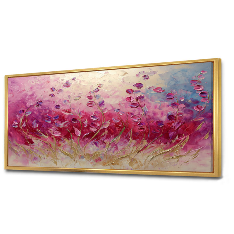 Jamerson - Floral Wall Art, H 28 po x l 60 po, Impression encadrée flottante, Doré