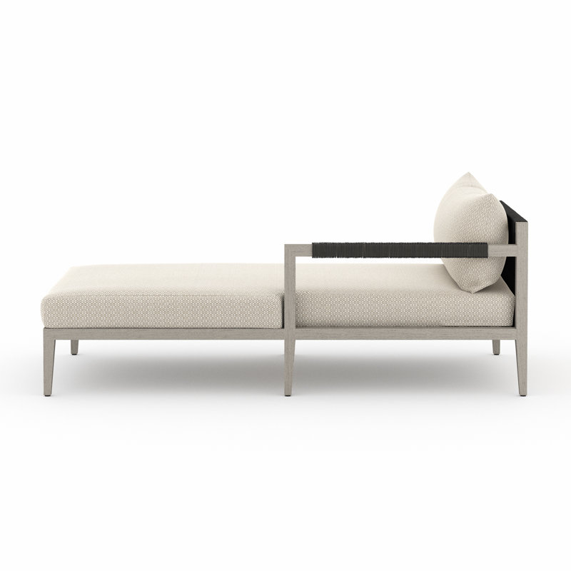 Sherwood Outdoor Chaise Lounge, Weathered Gray/Dark Gray, Faye Sand