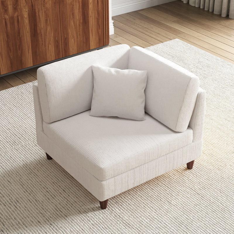 Mordecai 95Cm Wide Side Chair, Beige Corduroy