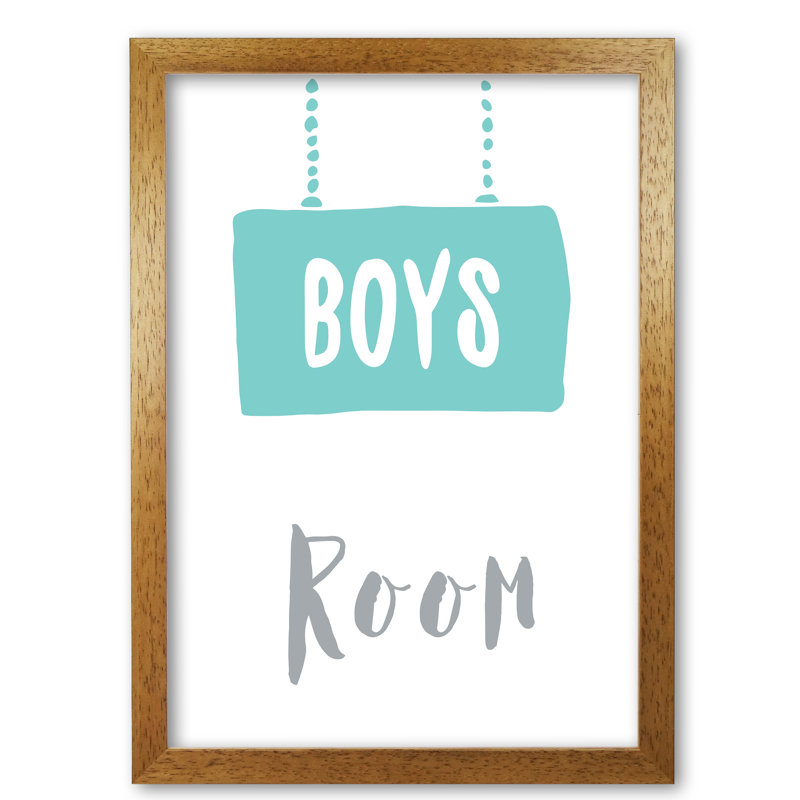 Boys Room - Print, Honey Oak Frame, 42 cm H x 30 cm W x 5 cm D