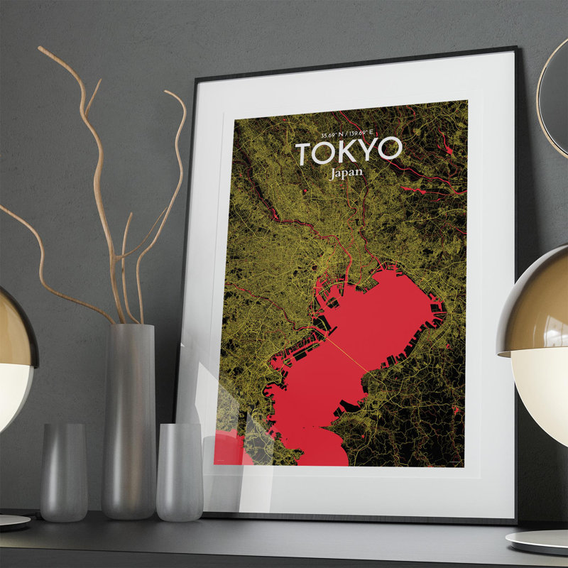 Tokyo City Map In Contrast - No Frame Print, 36cm H x 24cm W x 0.05cm D