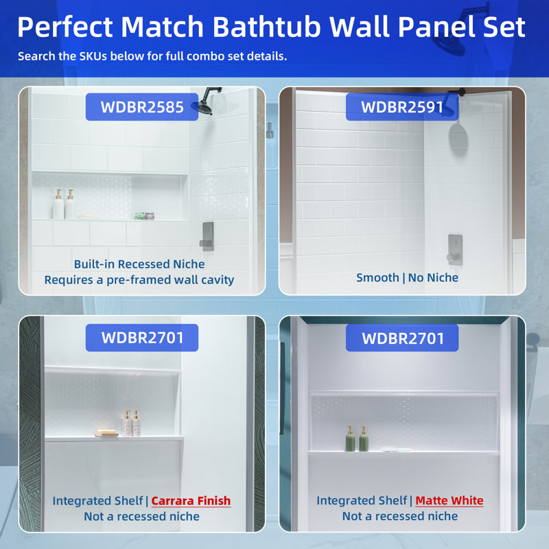  WOODBRIDGE 60” X 32” Composite Rectangular 3-Wall Alcove Tub (Tub Surrounded Compatible), Drain Hole, Right