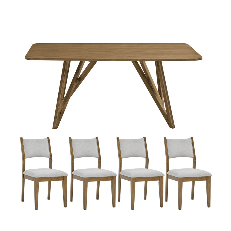 Ensemble de salle à manger Avery, table de salle à manger en trépied avec chaises élégantes, chêne clair, 5