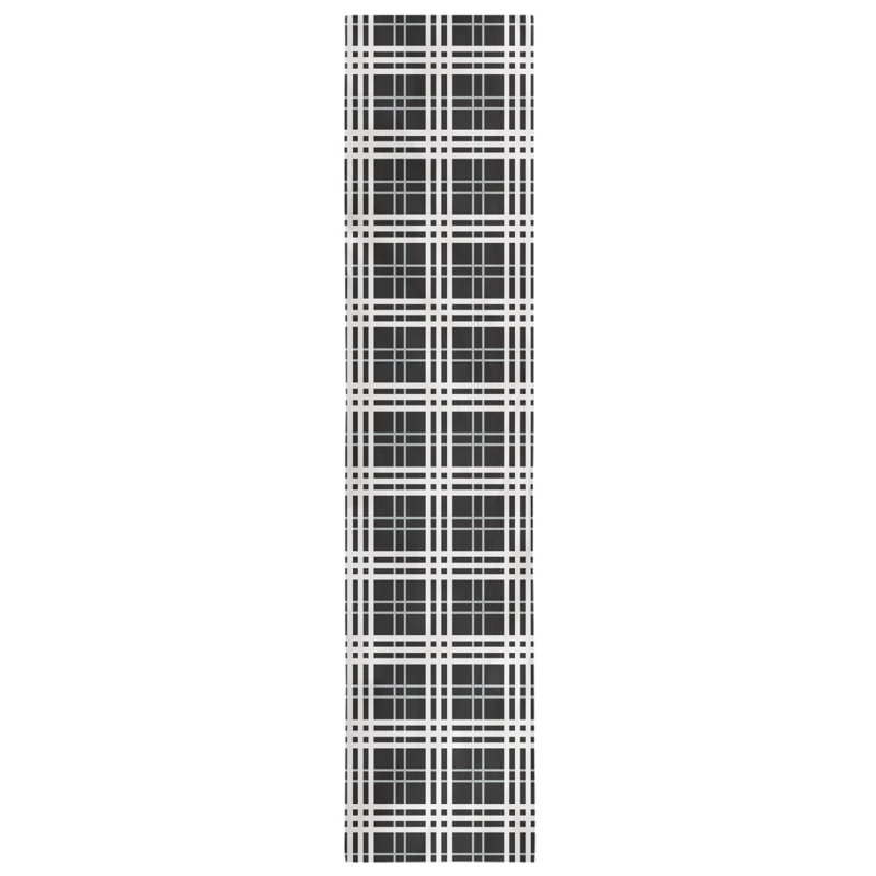 Paid Polyester Table Runner, Silver/Black/White, 72" L x 16" W