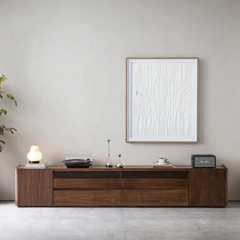 Meuble télé nord-américain en bois massif, H 17,71 po x L 94,48 po x l 15,74 po
