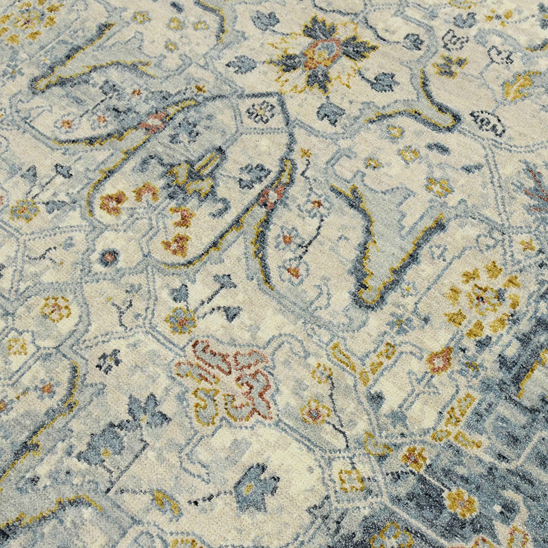 Tapis oriental bleu / gris noué à la main Torina, Rectangulaire 8 pi x 10 pi