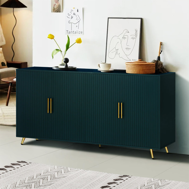 Meuble télé en bois avec armoire de rangement et tablettes réglables