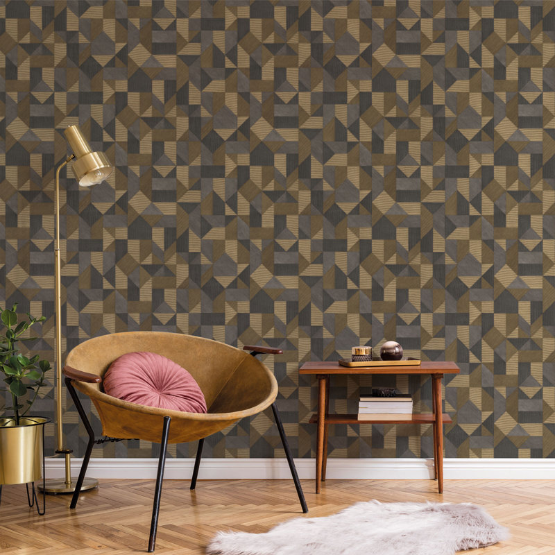 Worley 10.05m x 53cm Textured Paste the Wall Wallpaper Roll, Gold