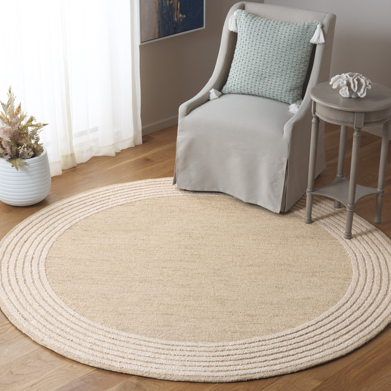 Seb Ebony Hand Tufted Wool And Cotton Bordered Rug, Round 6'