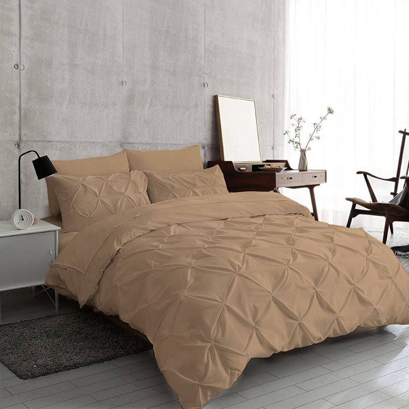 Hayle Solid Colour Duvet Cover Set with Pillowcases, Kingsize - 2 Standard Pillowcases, Beige