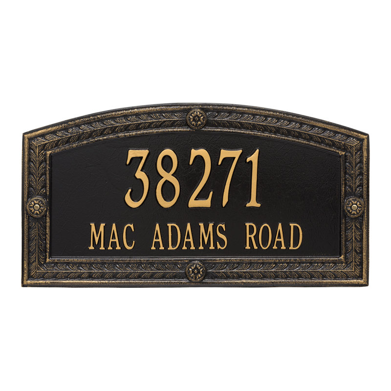 Hamilton Personalized Estate 2-Line Wall Address Plaque, Black/Gold, Yes