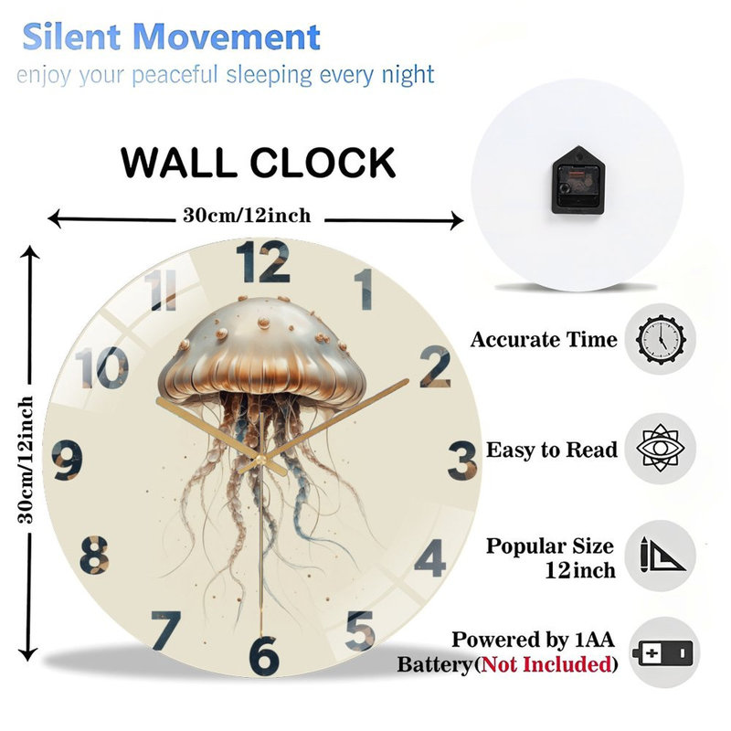 Horloge murale élégante en verre 12 po