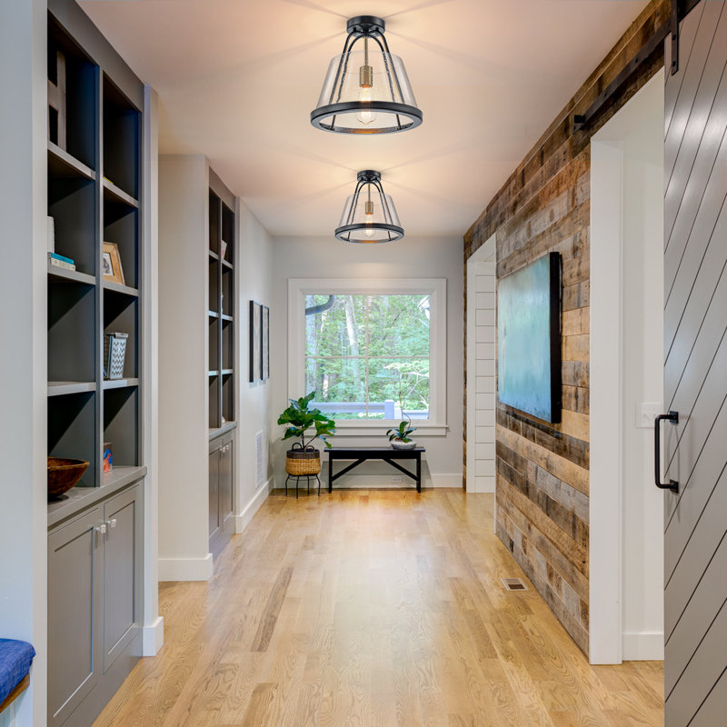 1-light Glass Semi Flush Mount