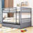 Full Over Full Wood Bunk Bed With Trundle, Ladder And Guardrails-1588554519