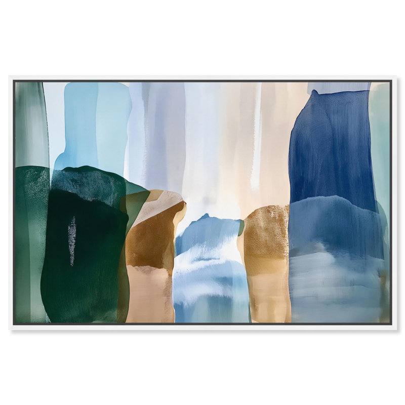 Abstrait numérique sur toile Contoured Calm II par Art Remedy, H 31 po x l 46 po, Cadre flottant blanc