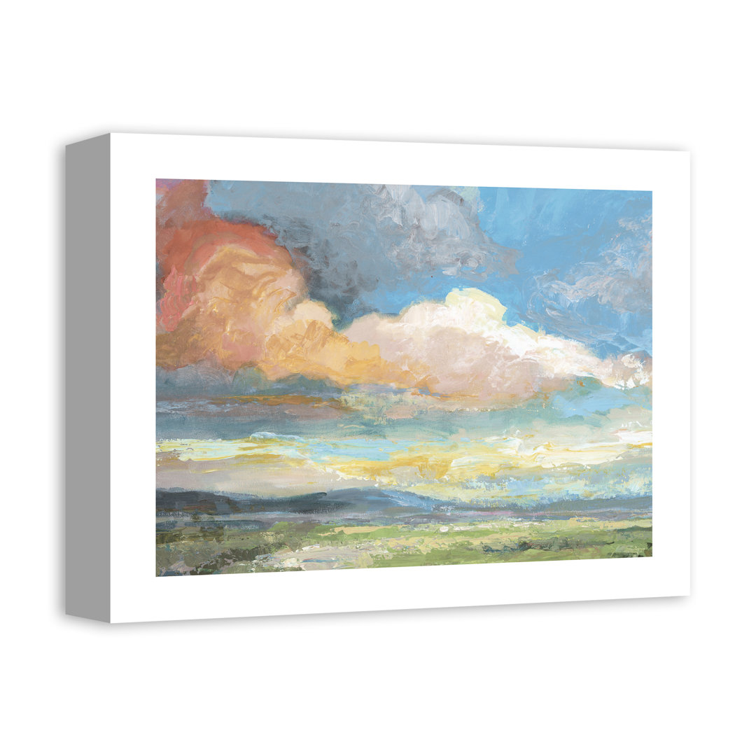 " Abstract Cloudy Days And Rolling Hills Landscape " Painting Print Canora Grey 