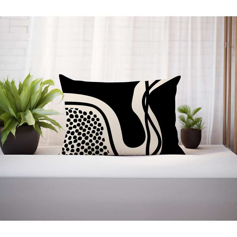 Coussin lombaire réversible intérieur / extérieur Jai Abstract, H 18 po x l 25 po, Noir, noir, noir, noir