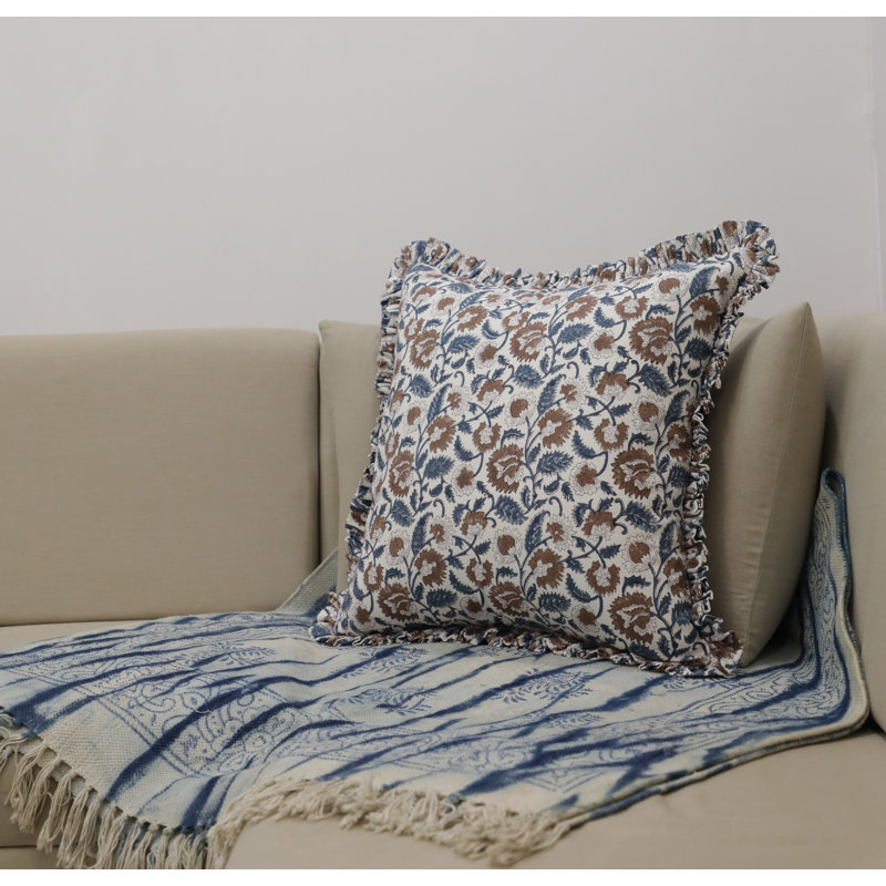 Housse de coussin en coton Floral, Carré, H 22 po x l 22 po
