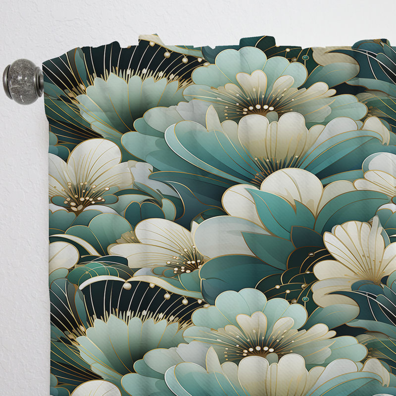 Motif décoratif damassé vert - rideau en velours bohémien - obscurcissant - 1 panneau, L 52 po x L 95 po