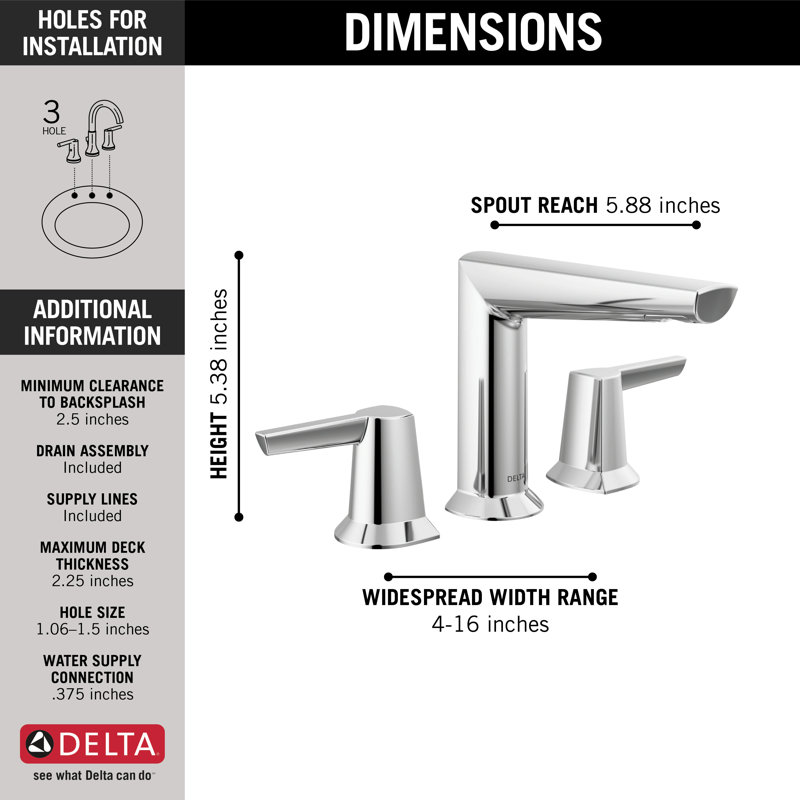 Galeon Widespread Bathroom Faucet with Drain Assembly, Lumicoat Chrome
