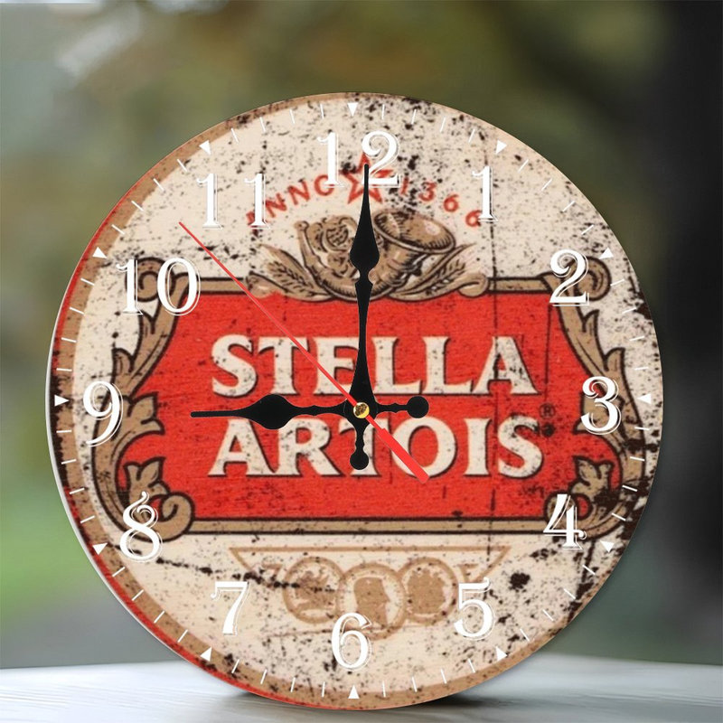 Horloge murale en bois 10 po, mouvement silencieux, à piles (piles AA non incluses), décor artistique, parfait pour les décorations