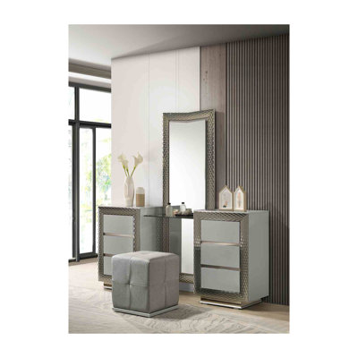 Ensemble de coiffeuse Glam avec miroir DEL et plateau en verre