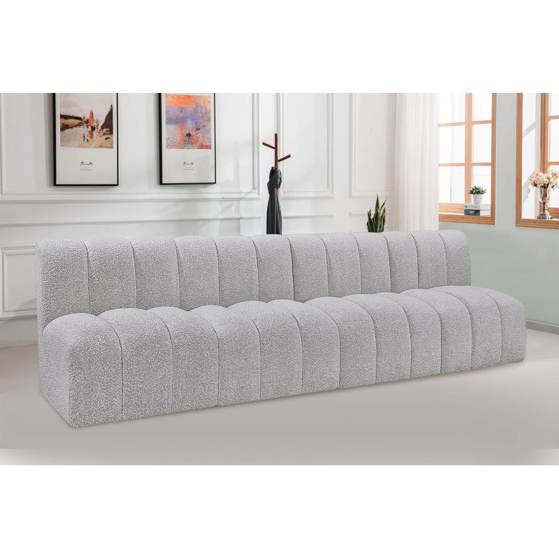 Canapé et méridienne rembourrés Kirchoffer, Tissu gris bouclé