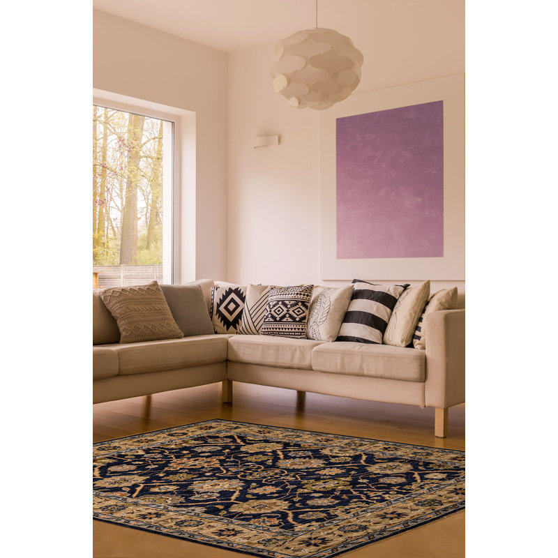 Tapis bleu marine 7 pi 11 po x 9 pi 9 po Jules Serapi