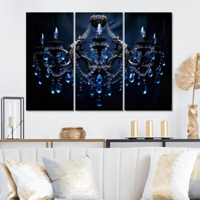 Chandelier Midnight Luminescence sur toile, 3 pièces