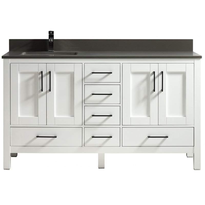 Meuble-lavabo en bois massif 60 ", Blanc